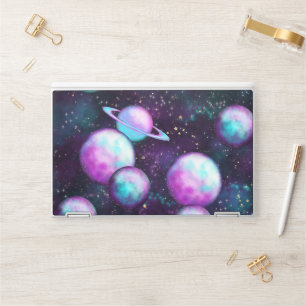 Solar System Glow Cosmic Blue Purple Pink Planet HP Laptop Skin