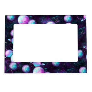 Solar System Glow   Cosmic Blue Purple Pink Planet Magnetic Frame