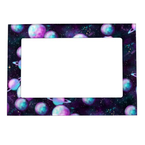 Solar System Glow  Cosmic Blue Purple Pink Planet Magnetic Frame