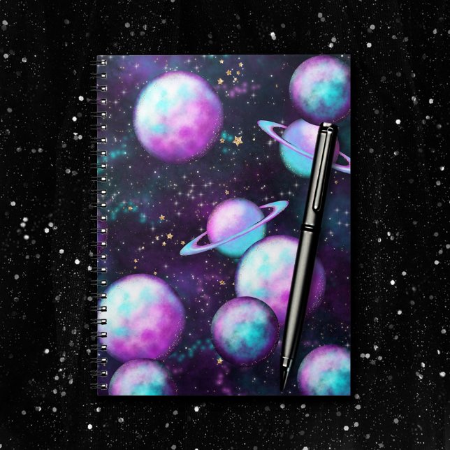 Solar System Glow | Cosmic Blue Purple Pink Planet Notebook (Creator Uploaded)