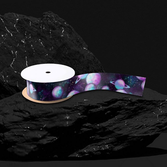 Solar System Glow | Cosmic Blue Purple Pink Planet Satin Ribbon (Creator Uploaded)
