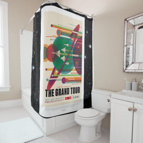 Solar System Grand Tour space tourism advert Shower Curtain