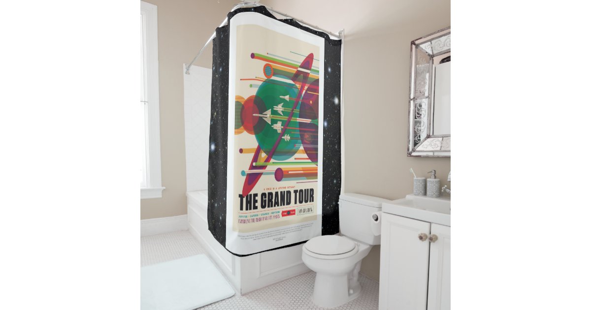 Solar System Grand Tour Space Tourism Advert Shower Curtain