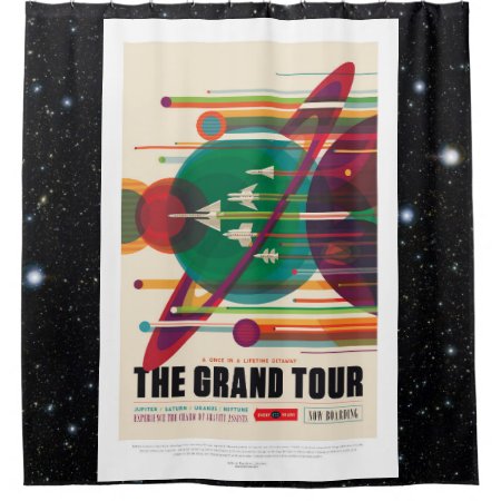 Solar System Grand Tour space tourism advert Shower Curtain