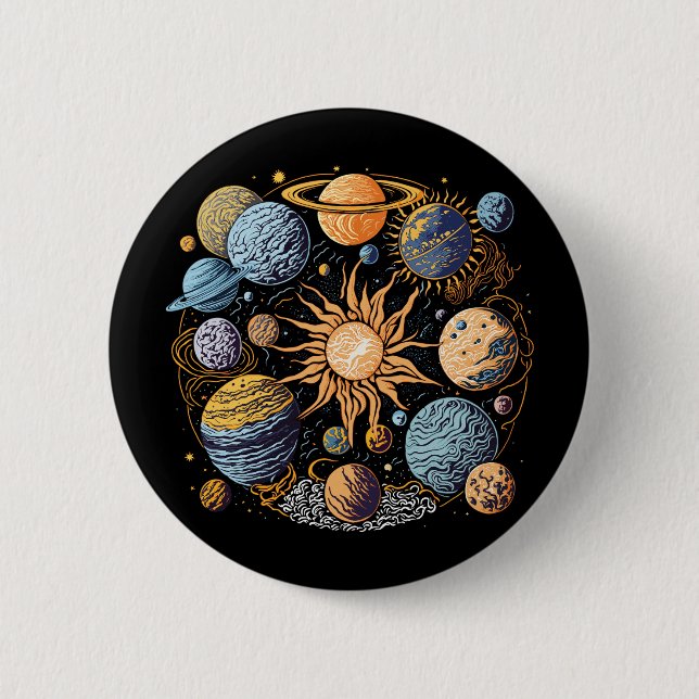Solar System Graphic Design Button (Front)