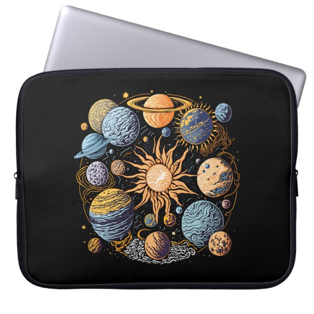 Solar System Graphic Design Laptop Sleeve (Front)