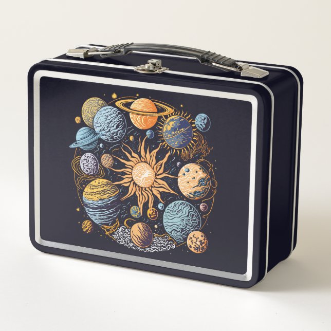 Solar System Graphic Design Metal Lunch Box (Front)