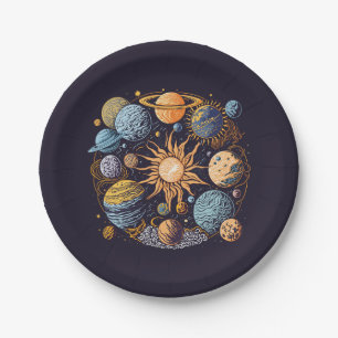 Solar System Graphic Design Paper Plates
