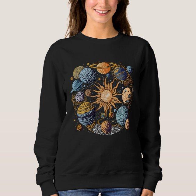 Solar System Graphic Design Sweatshirt (Front)