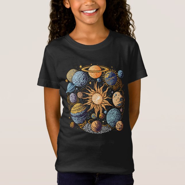 Solar System Graphic Design T-Shirt (Front)