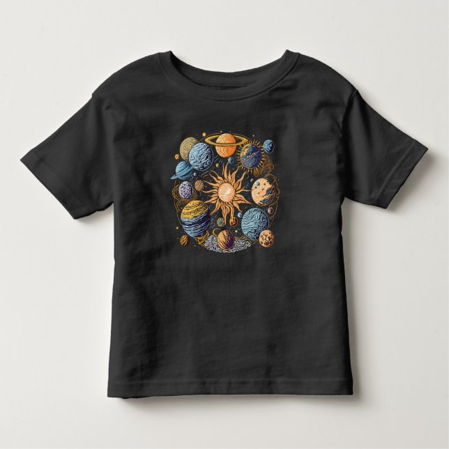 Solar System Graphic Design Toddler T-shirt (Front)