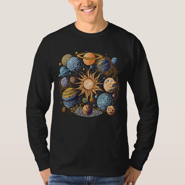 Solar System Illustration T-Shirt (Front)