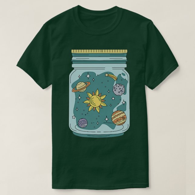 Solar System Jar Astronaut Astral Cosmic Design Fo T-Shirt (Design Front)