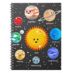 Solar System Kawaii Happy Planets Stars Chart Notebook at Zazzle