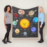 Solar System Kawaii Illustration Sun And Planets Fleece Blanket at Zazzle