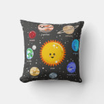 Solar System Kawaii Illustration Sun And Planets Throw Pillow at Zazzle