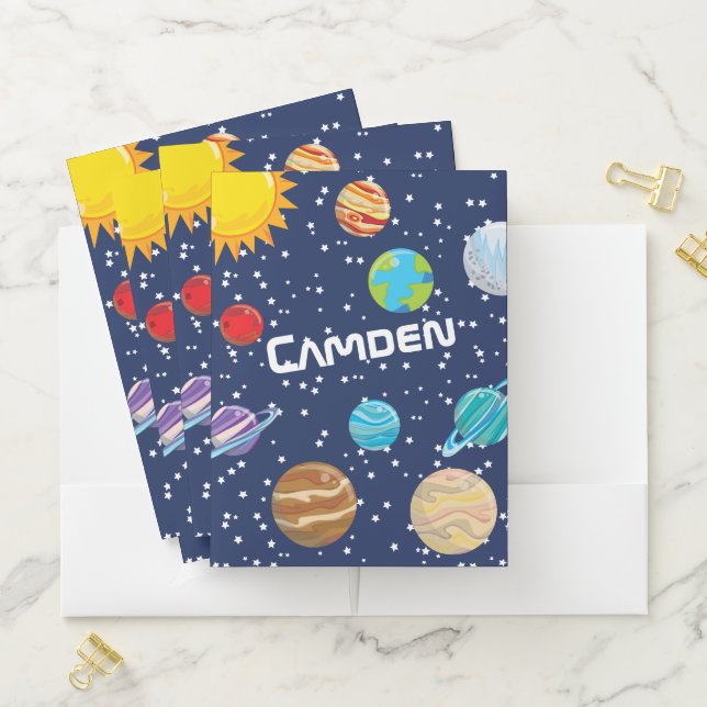 Solar System Kid's Personalized Pocket Folder (In Situ)