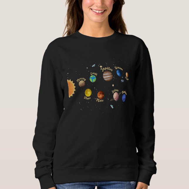 Solar System Kids Planets Outer Space Knowledge Sc Sweatshirt (Front)