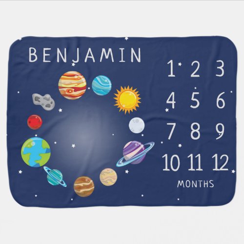 Solar System Milestone Monthly Outer Space Baby Baby Blanket