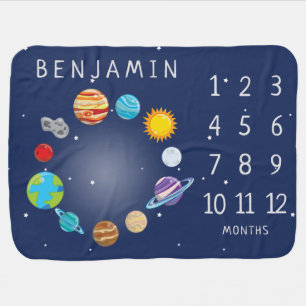 Solar System Milestone Monthly Outer Space Baby Blanket