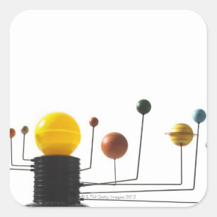 Solar system model on white background 5 square sticker