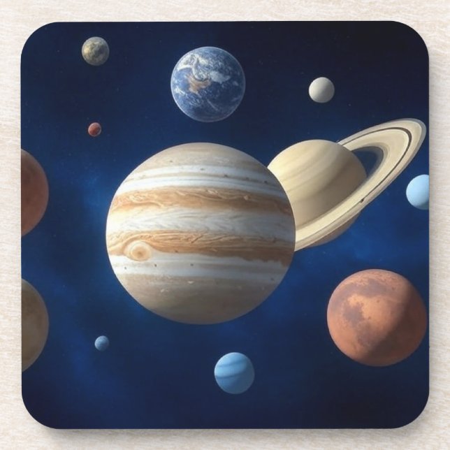 Solar System Montage Beverage Coaster (Front)
