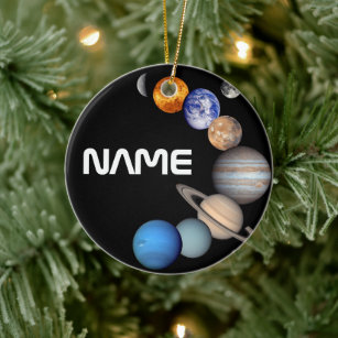 Solar System Montage JPL Photos - Customize Name Ceramic Ornament