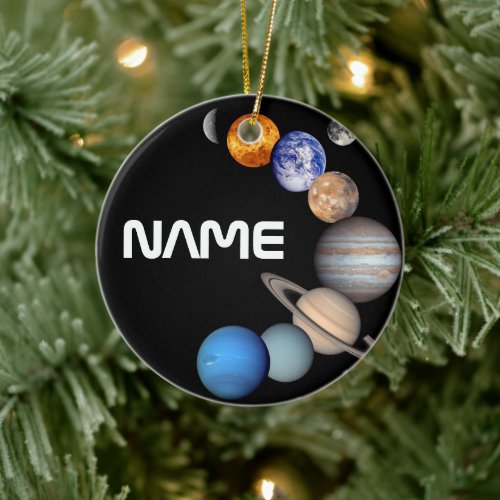 Solar System Montage JPL Photos _ Customize Name Ceramic Ornament