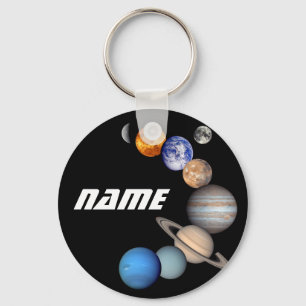 Solar System Montage JPL Photos - Customize Name Keychain