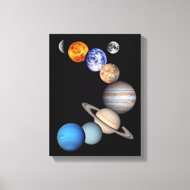 Solar System Montage JPL Planet Photos Canvas Print (Front)