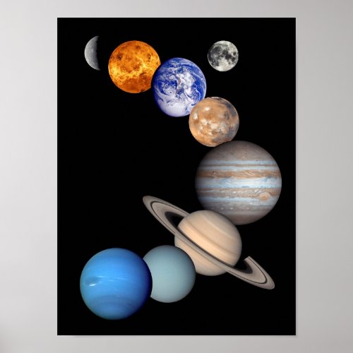 Solar System Montage JPL Planet Photos Poster