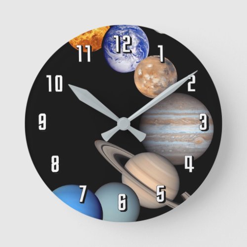 Solar System Montage JPL Planet Photos Round Clock