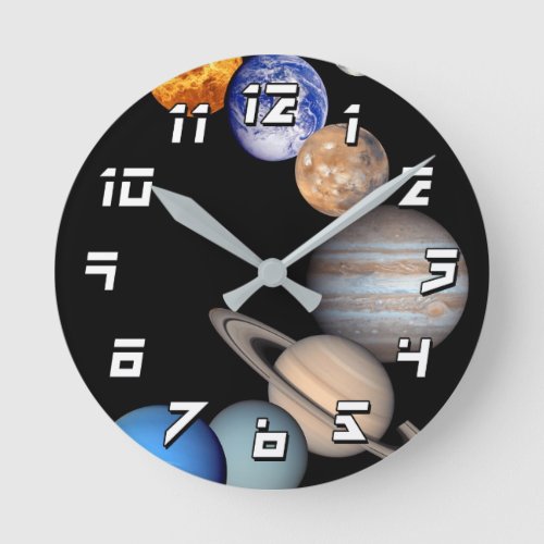 Solar System Montage JPL Planet Photos Round Clock