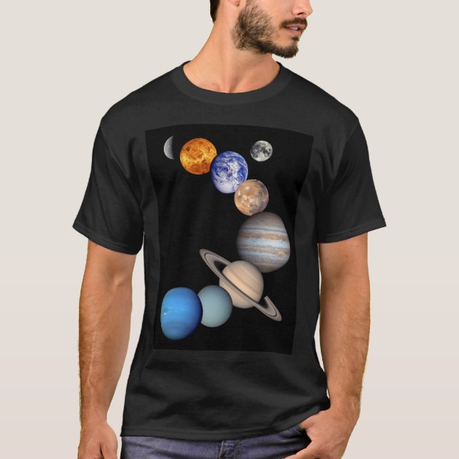 Solar System Montage JPL Planet Photos T-Shirt (Front)
