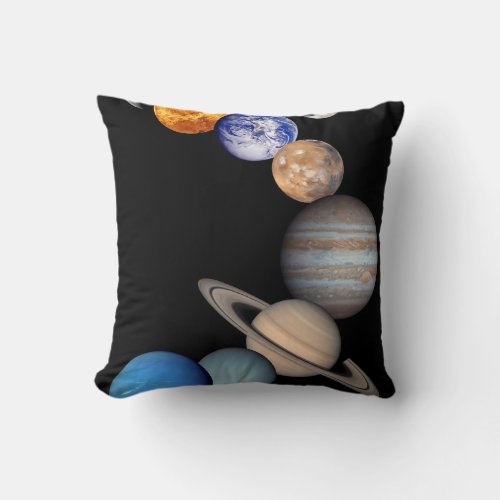 Solar System Montage JPL Planet Photos Throw Pillow