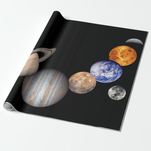 Solar System Montage JPL Planet Photos Wrapping Paper