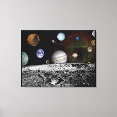 Solar System Montage of Voyager Images Canvas Print