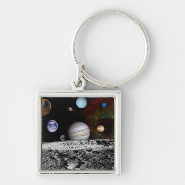 Solar System Montage of Voyager Images Keychain (Front)