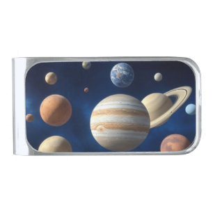 Solar System Montage Silver Finish Money Clip