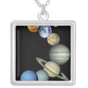 Solar System Montage Silver Plated Necklace