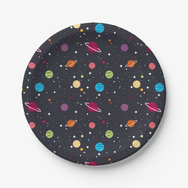 solar system on black paper plates (Front)