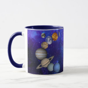 Solar System - Our Planets On A Deep Blue Sky Mug