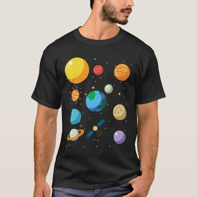 Solar System Outer Space T-shirts Astronaut Camp (Front)