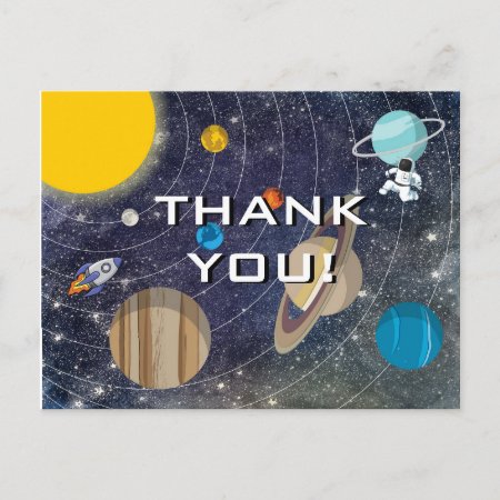 Solar System Party Thank You Postcard