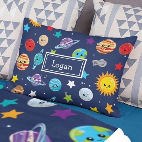 Solar System Pattern for Kids Accent Pillow