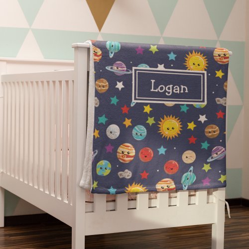 Solar System Pattern for Kids Baby Blanket