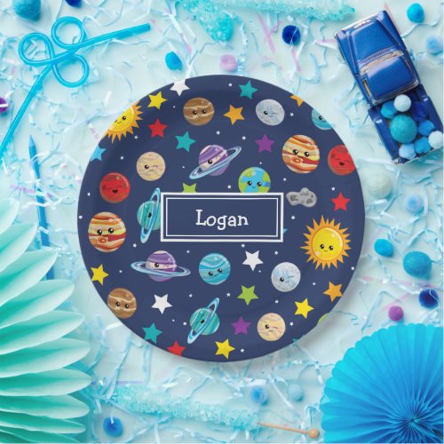 Solar System Pattern for Kids Birthday Paper Plates