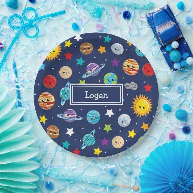 Solar System Pattern for Kids Birthday Paper Plates (Party)