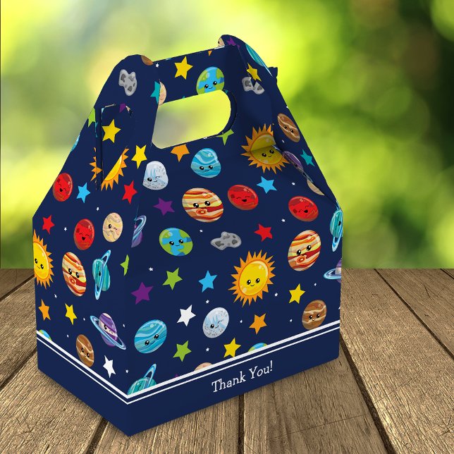 Solar System Pattern for Kids Birthday Thank You Favor Boxes (Creator Uploaded)