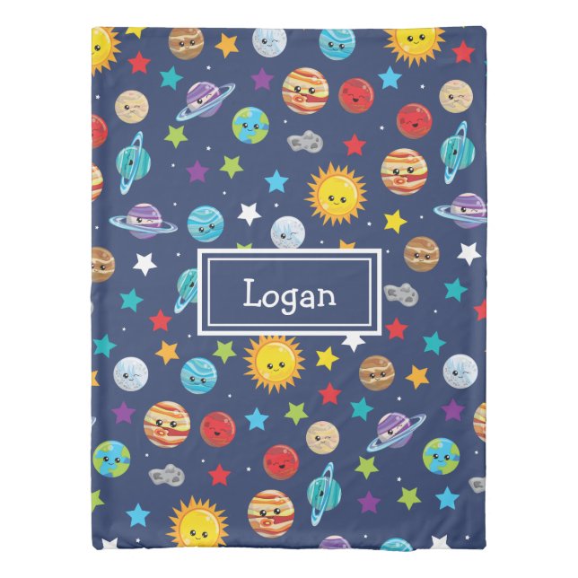Solar System Pattern for Kids Duvet Cover (Back)